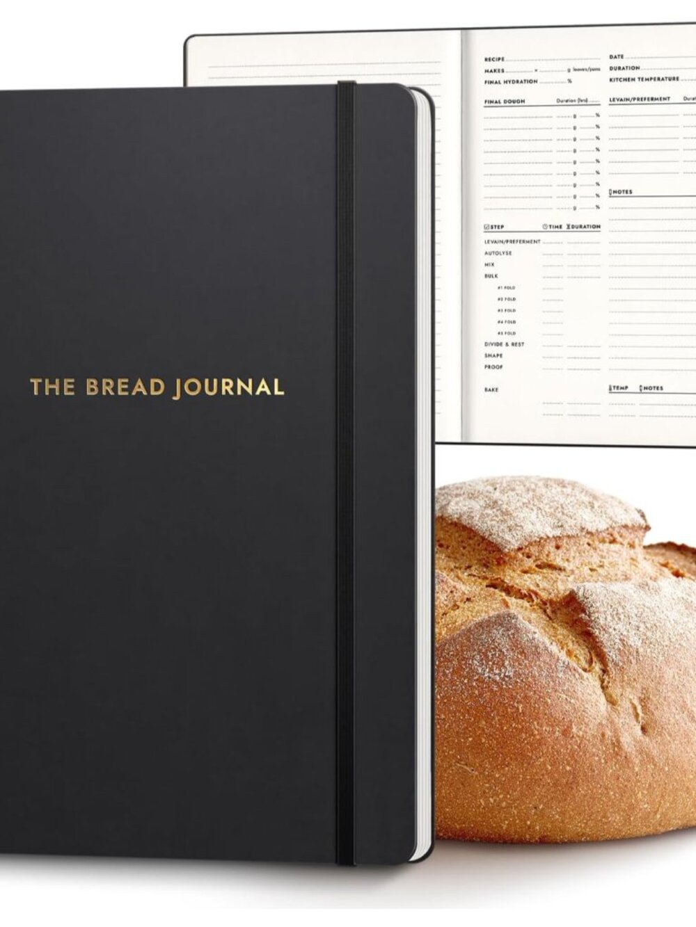 Bread Baking Recipe Journal to Write In - Blank Recipe Book, 128 Pg, Gold